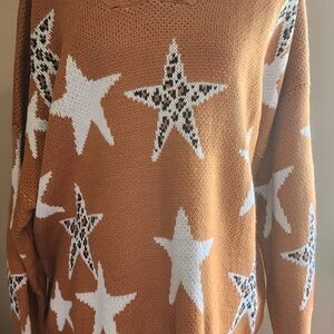NWT Umgee Brown Star Pattern Sweater
